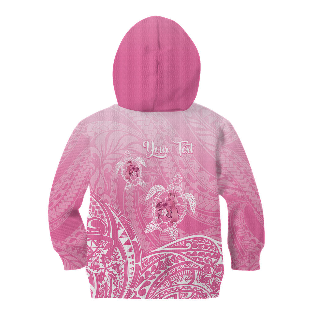 Personalised Polynesia Breast Cancer Support Kid Hoodie No One Fights Alone Turtle Ribbon Pink