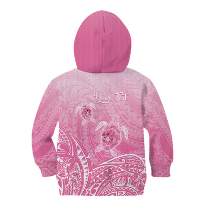 Personalised Polynesia Breast Cancer Support Kid Hoodie No One Fights Alone Turtle Ribbon Pink