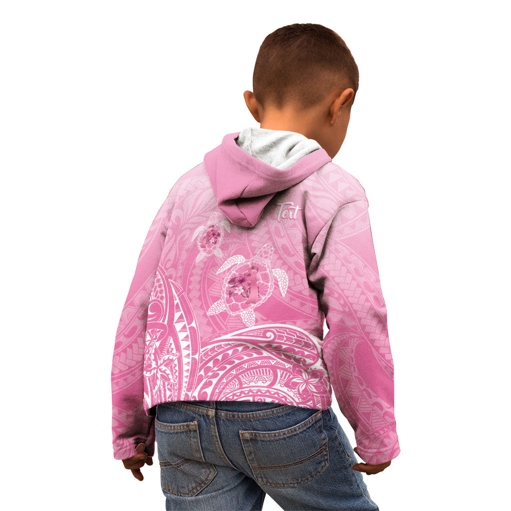 Personalised Polynesia Breast Cancer Support Kid Hoodie No One Fights Alone Turtle Ribbon Pink