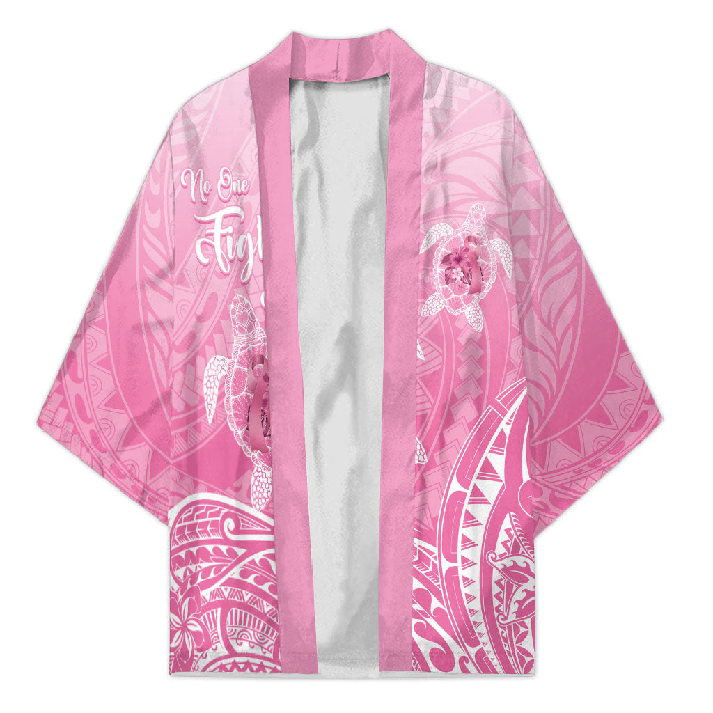 Personalised Polynesia Breast Cancer Support Kimono No One Fights Alone Turtle Ribbon Pink