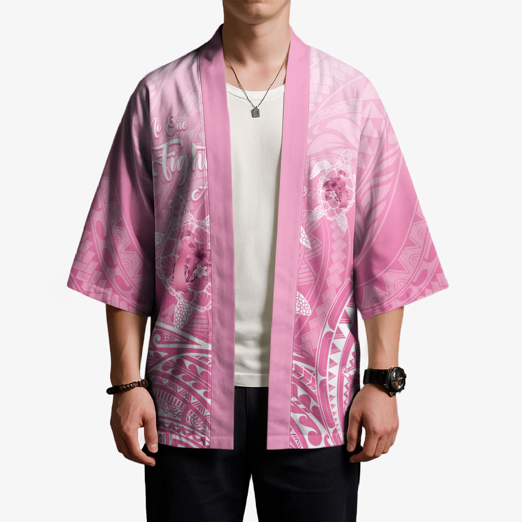 Personalised Polynesia Breast Cancer Support Kimono No One Fights Alone Turtle Ribbon Pink