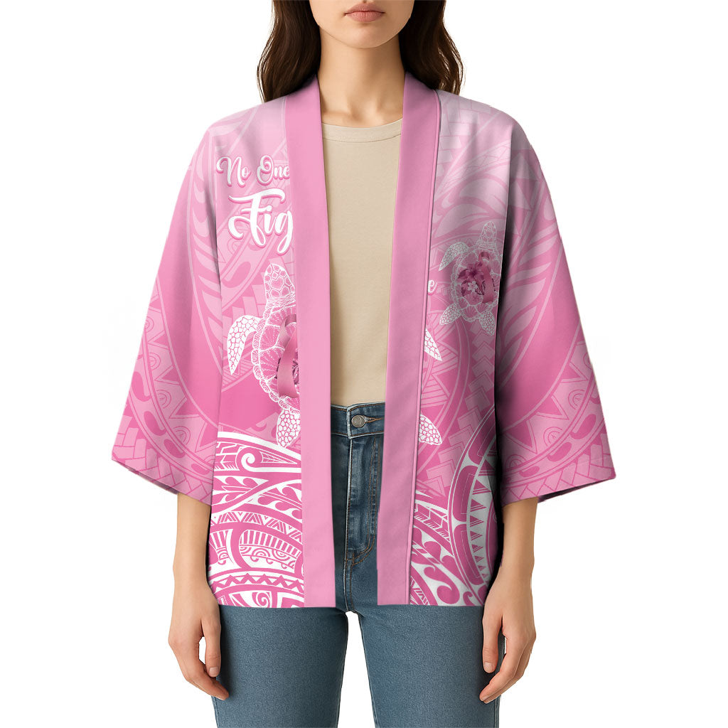Personalised Polynesia Breast Cancer Support Kimono No One Fights Alone Turtle Ribbon Pink