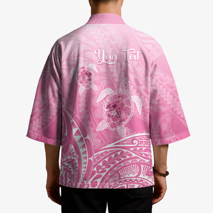 Personalised Polynesia Breast Cancer Support Kimono No One Fights Alone Turtle Ribbon Pink