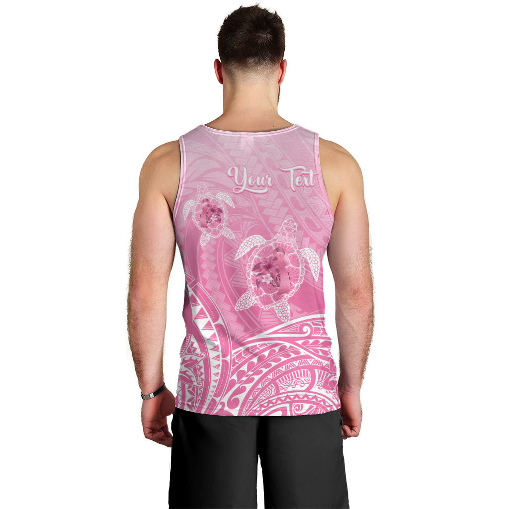 Personalised Polynesia Breast Cancer Support Men Tank Top No One Fights Alone Turtle Ribbon Pink