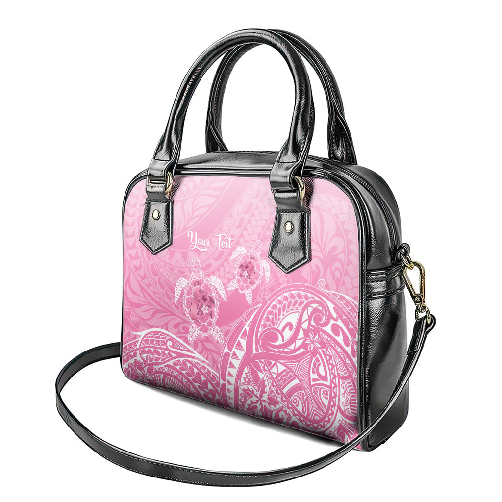 Personalised Polynesia Breast Cancer Support Shoulder Handbag No One Fights Alone Turtle Ribbon Pink
