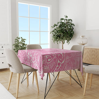 Personalised Polynesia Breast Cancer Support Tablecloth No One Fights Alone Turtle Ribbon Pink