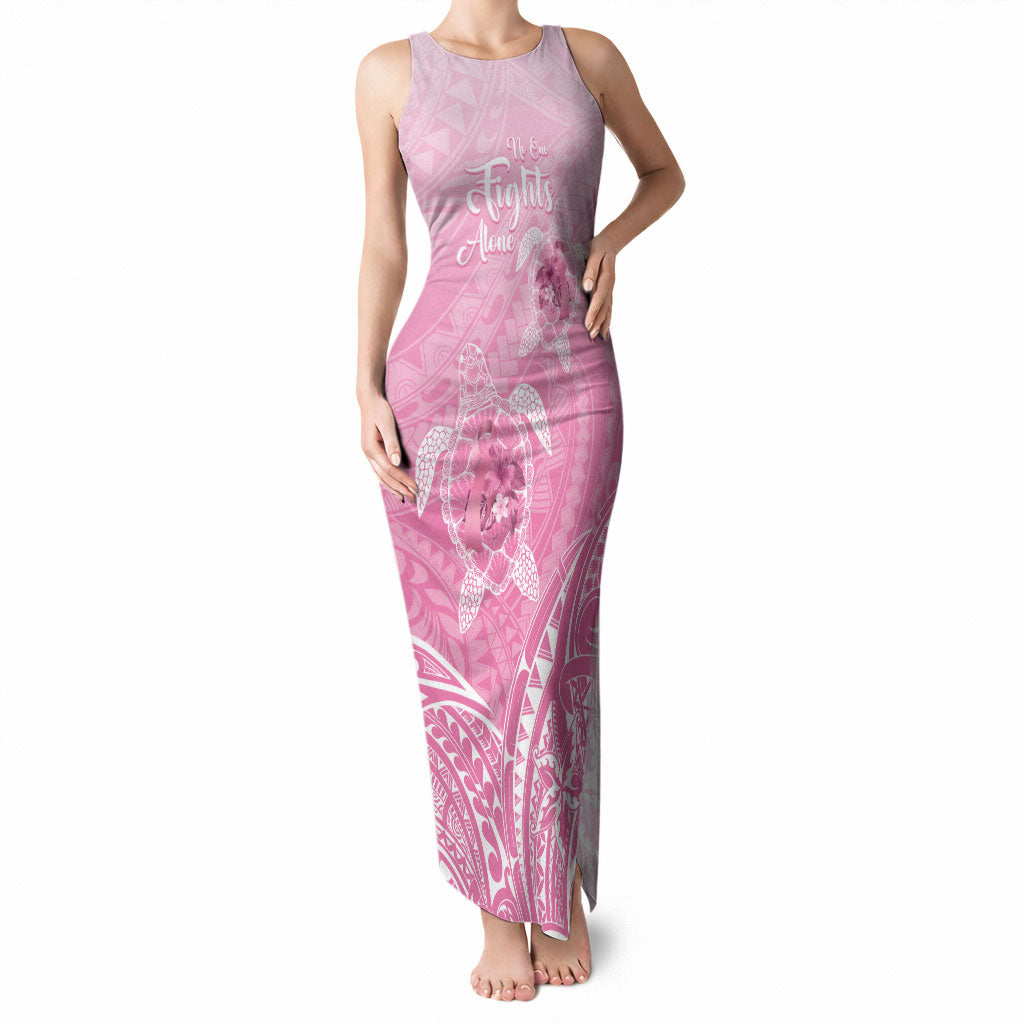 Personalised Polynesia Breast Cancer Support Tank Maxi Dress No One Fights Alone Turtle Ribbon Pink