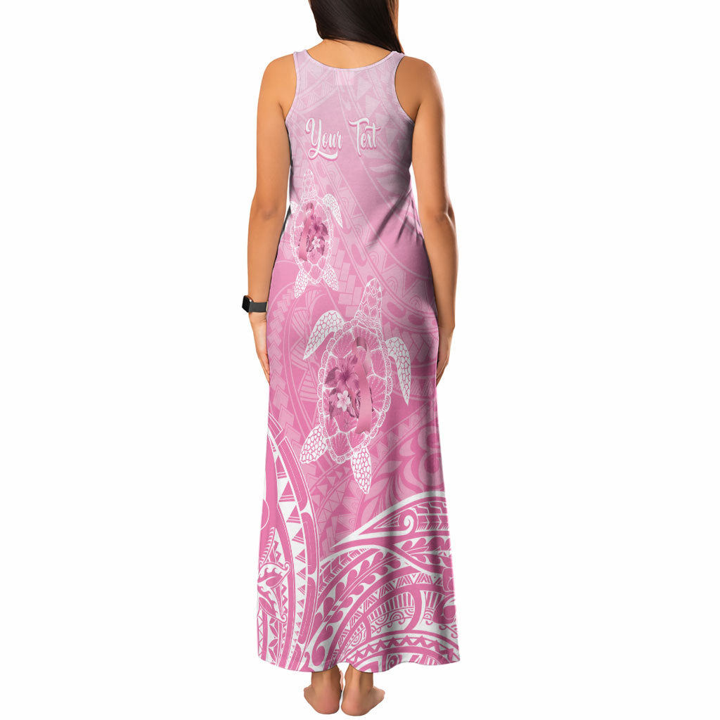 Personalised Polynesia Breast Cancer Support Tank Maxi Dress No One Fights Alone Turtle Ribbon Pink