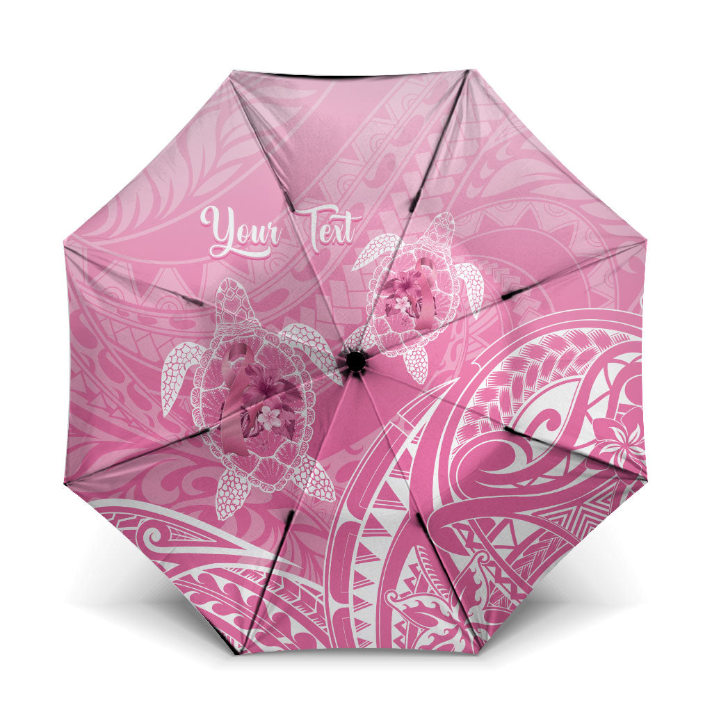 Personalised Polynesia Breast Cancer Support Umbrella No One Fights Alone Turtle Ribbon Pink
