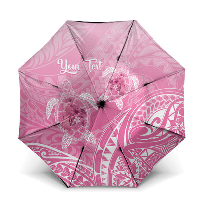 Personalised Polynesia Breast Cancer Support Umbrella No One Fights Alone Turtle Ribbon Pink