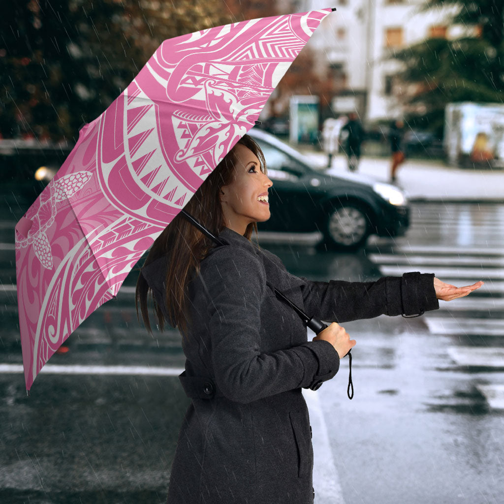Personalised Polynesia Breast Cancer Support Umbrella No One Fights Alone Turtle Ribbon Pink