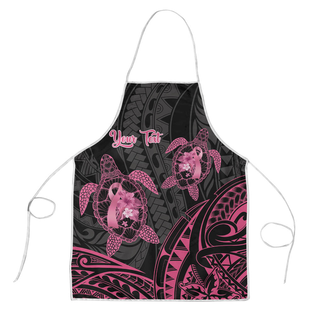 Personalised Polynesia Breast Cancer Support Apron No One Fights Alone Turtle Ribbon Black
