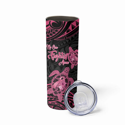 Personalised Polynesia Breast Cancer Support Skinny Tumbler No One Fights Alone Turtle Ribbon Black