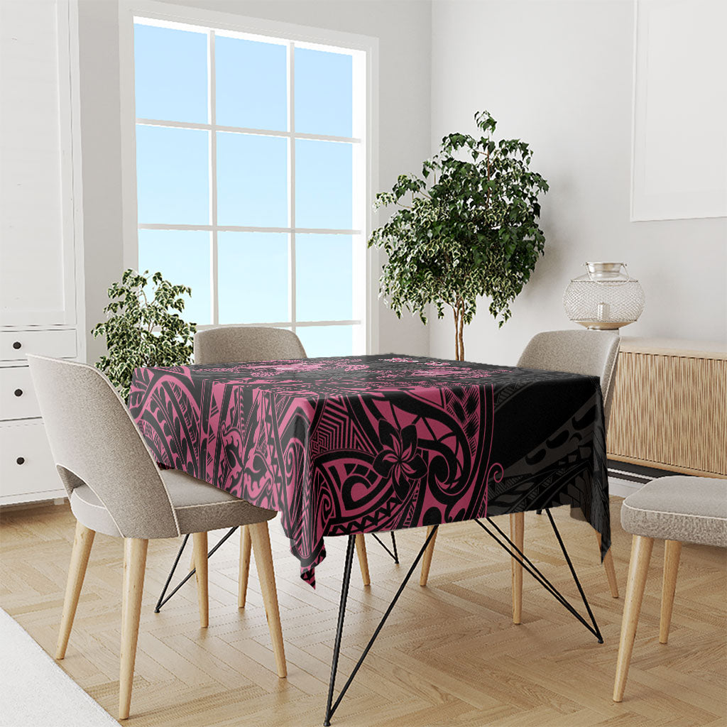 Personalised Polynesia Breast Cancer Support Tablecloth No One Fights Alone Turtle Ribbon Black