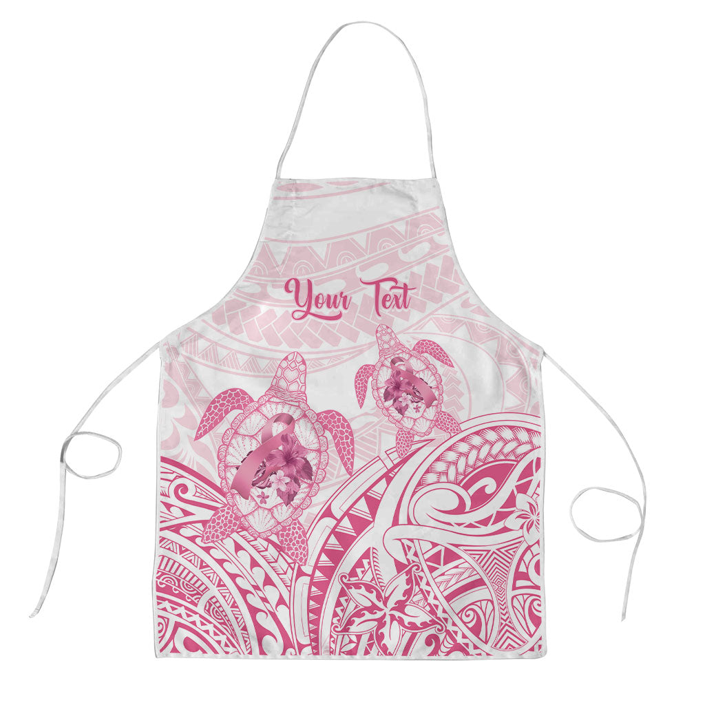 Personalised Polynesia Breast Cancer Support Apron No One Fights Alone Turtle Ribbon White