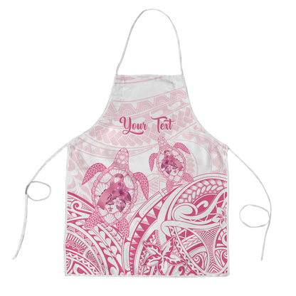 Personalised Polynesia Breast Cancer Support Apron No One Fights Alone Turtle Ribbon White