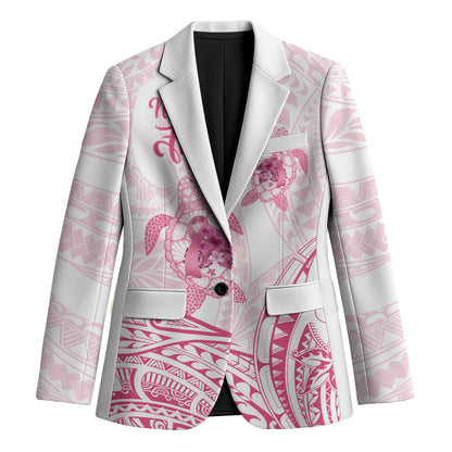Personalised Polynesia Breast Cancer Support Blazer No One Fights Alone Turtle Ribbon White