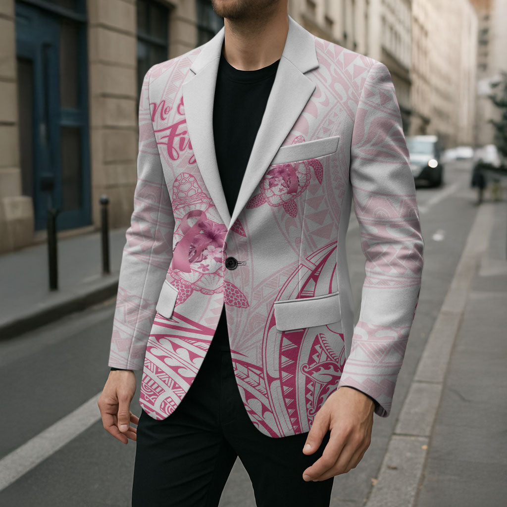Personalised Polynesia Breast Cancer Support Blazer No One Fights Alone Turtle Ribbon White