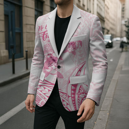 Personalised Polynesia Breast Cancer Support Blazer No One Fights Alone Turtle Ribbon White