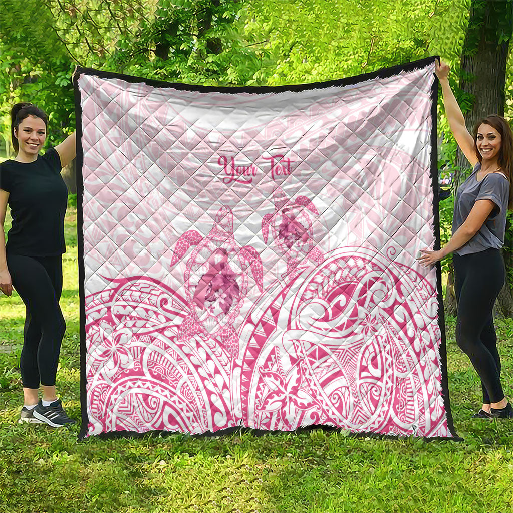 Personalised Polynesia Breast Cancer Support Quilt No One Fights Alone Turtle Ribbon White
