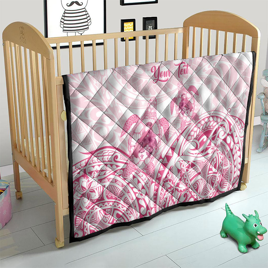 Personalised Polynesia Breast Cancer Support Quilt No One Fights Alone Turtle Ribbon White