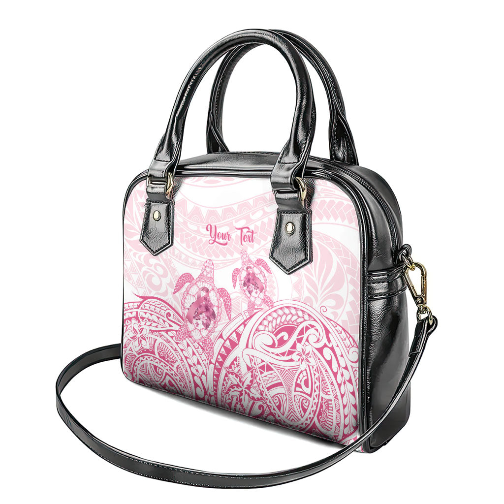 Personalised Polynesia Breast Cancer Support Shoulder Handbag No One Fights Alone Turtle Ribbon White