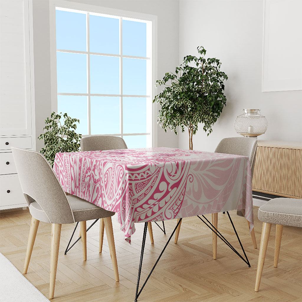 Personalised Polynesia Breast Cancer Support Tablecloth No One Fights Alone Turtle Ribbon White