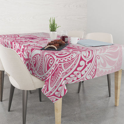 Personalised Polynesia Breast Cancer Support Tablecloth No One Fights Alone Turtle Ribbon White