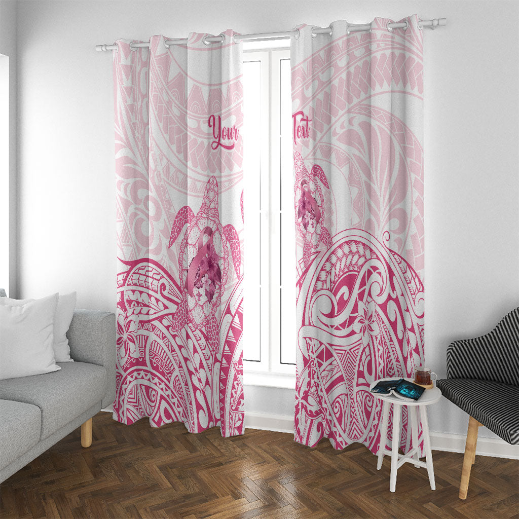 Personalised Polynesia Breast Cancer Support Window Curtain No One Fights Alone Turtle Ribbon White