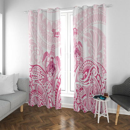 Personalised Polynesia Breast Cancer Support Window Curtain No One Fights Alone Turtle Ribbon White