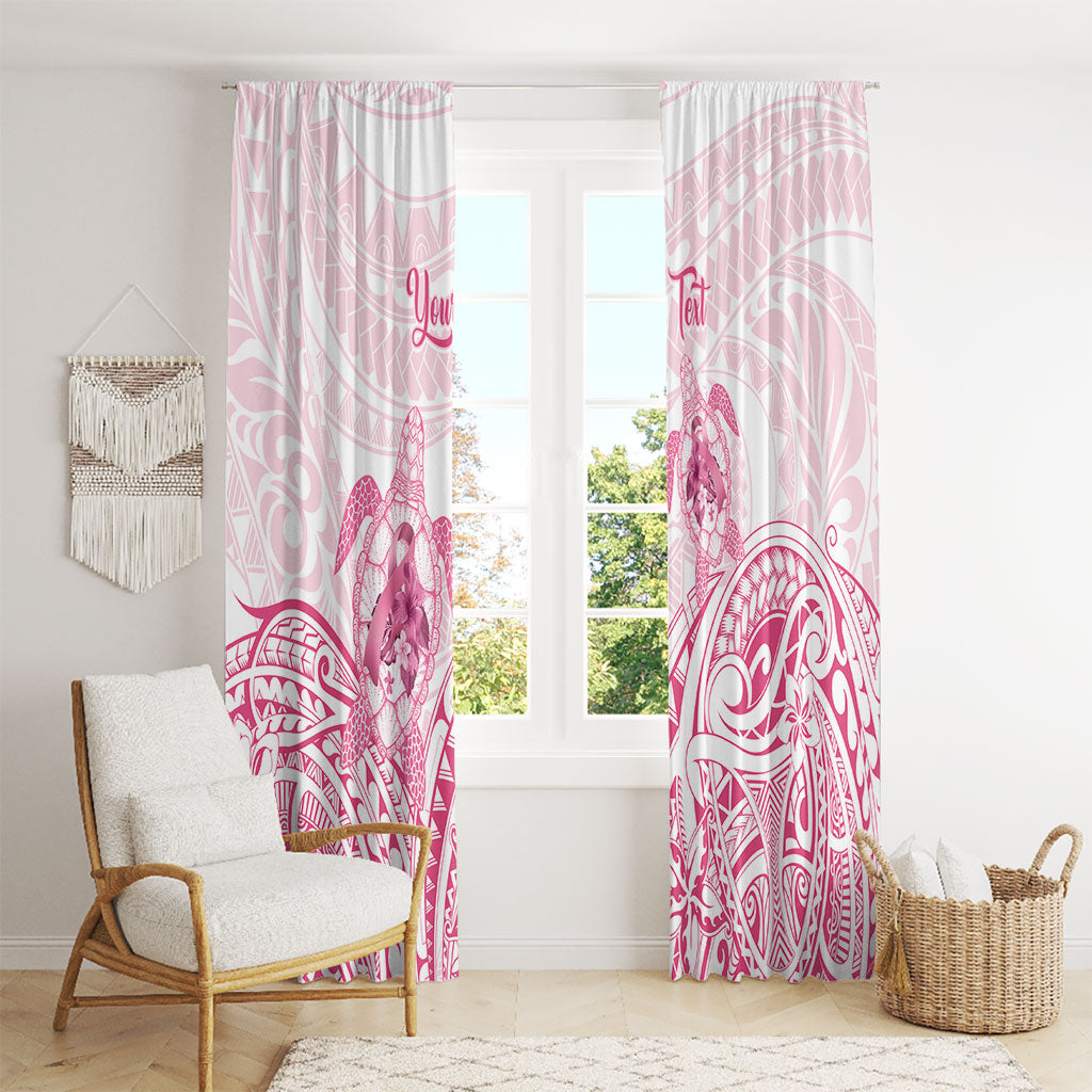 Personalised Polynesia Breast Cancer Support Window Curtain No One Fights Alone Turtle Ribbon White