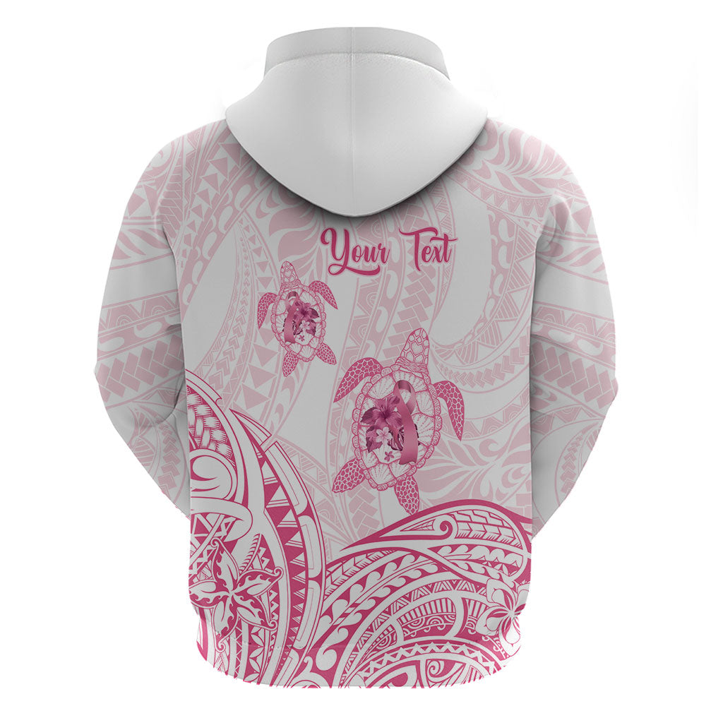 Personalised Polynesia Breast Cancer Support Zip Hoodie No One Fights Alone Turtle Ribbon White