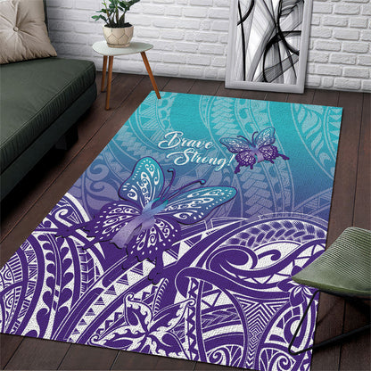 Polynesia Suicide Prevention Month Area Rug Butterfly Purple And Teal Ribbon Tomorrow Needs You