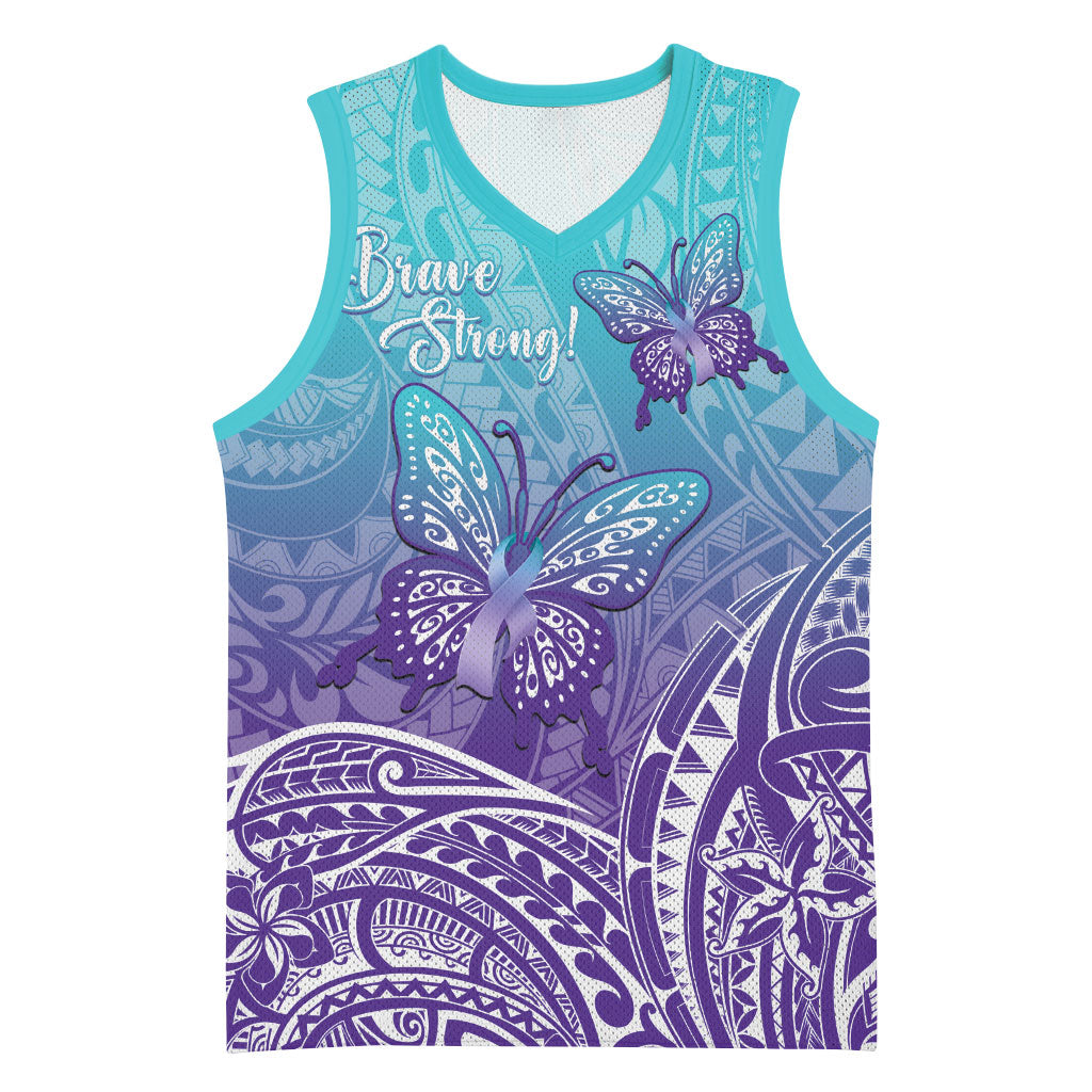 Polynesia Suicide Prevention Month Basketball Jersey Butterfly Purple And Teal Ribbon Tomorrow Needs You