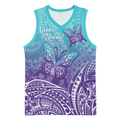 Polynesia Suicide Prevention Month Basketball Jersey Butterfly Purple And Teal Ribbon Tomorrow Needs You