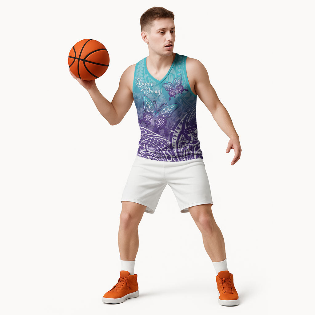 Polynesia Suicide Prevention Month Basketball Jersey Butterfly Purple And Teal Ribbon Tomorrow Needs You