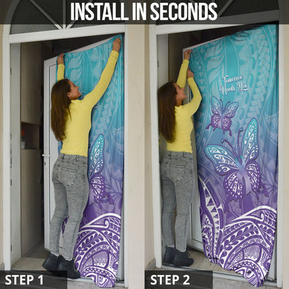 Polynesia Suicide Prevention Month Door Cover Butterfly Purple And Teal Ribbon Tomorrow Needs You