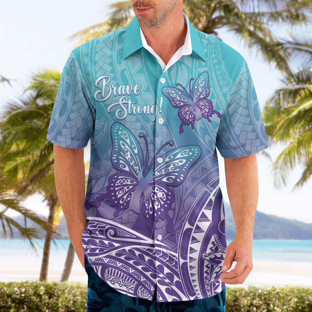 Polynesia Suicide Prevention Month Hawaiian Shirt Butterfly Purple And Teal Ribbon Tomorrow Needs You