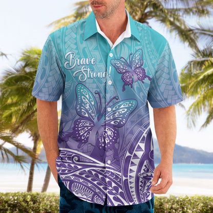 Polynesia Suicide Prevention Month Hawaiian Shirt Butterfly Purple And Teal Ribbon Tomorrow Needs You