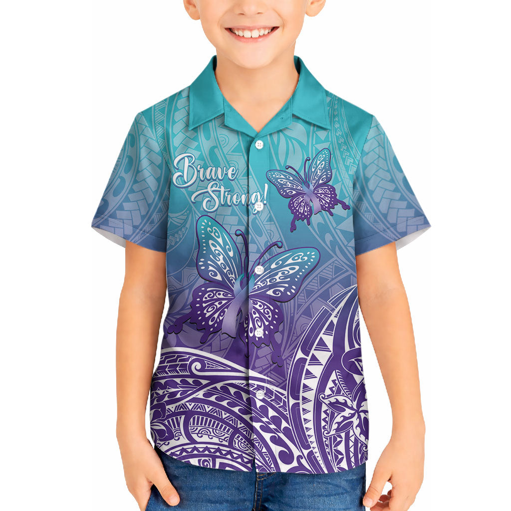 Polynesia Suicide Prevention Month Hawaiian Shirt Butterfly Purple And Teal Ribbon Tomorrow Needs You