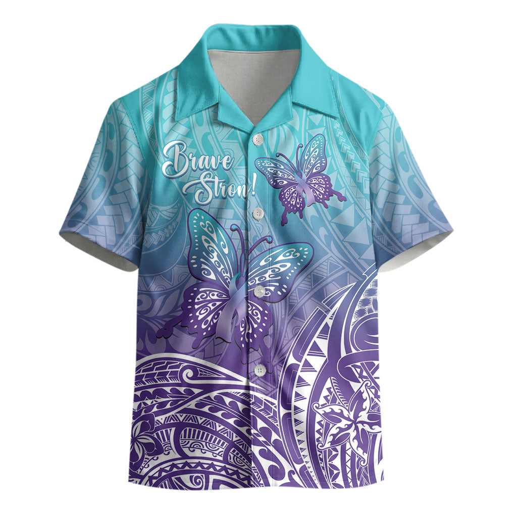 Polynesia Suicide Prevention Month Kid Hawaiian Shirt Butterfly Purple And Teal Ribbon Tomorrow Needs You