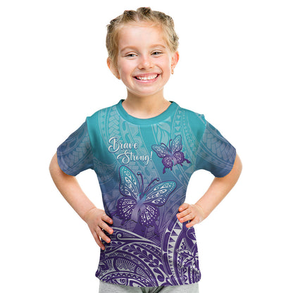 Polynesia Suicide Prevention Month Kid T Shirt Butterfly Purple And Teal Ribbon Tomorrow Needs You
