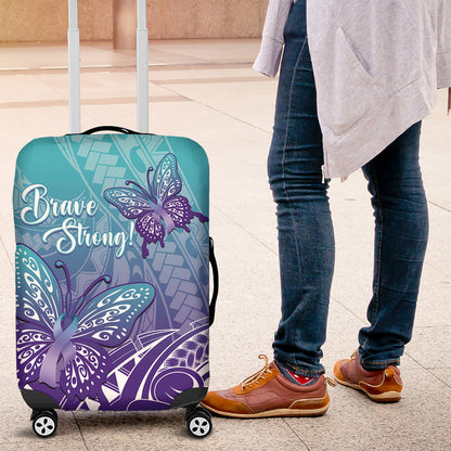 Polynesia Suicide Prevention Month Luggage Cover Butterfly Purple And Teal Ribbon Tomorrow Needs You
