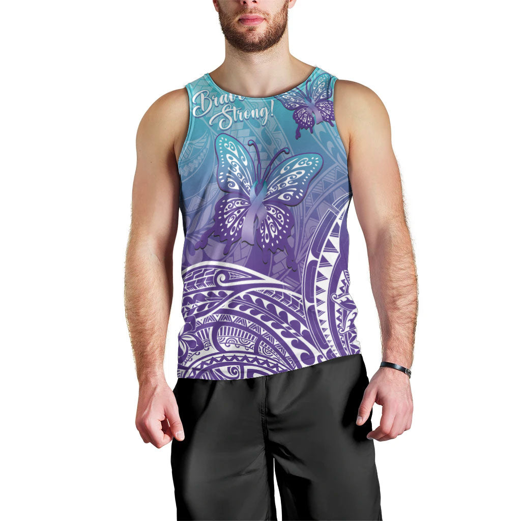Polynesia Suicide Prevention Month Men Tank Top Butterfly Purple And Teal Ribbon Tomorrow Needs You