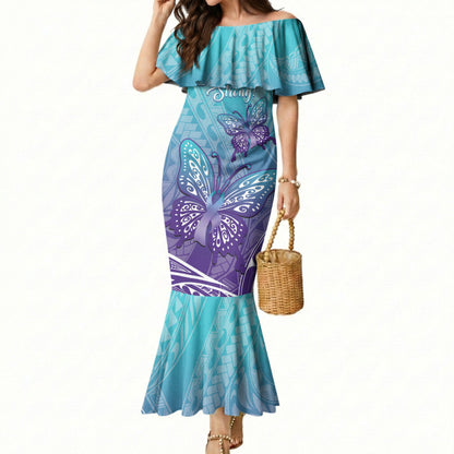 Polynesia Suicide Prevention Month Mermaid Dress Butterfly Purple And Teal Ribbon Tomorrow Needs You