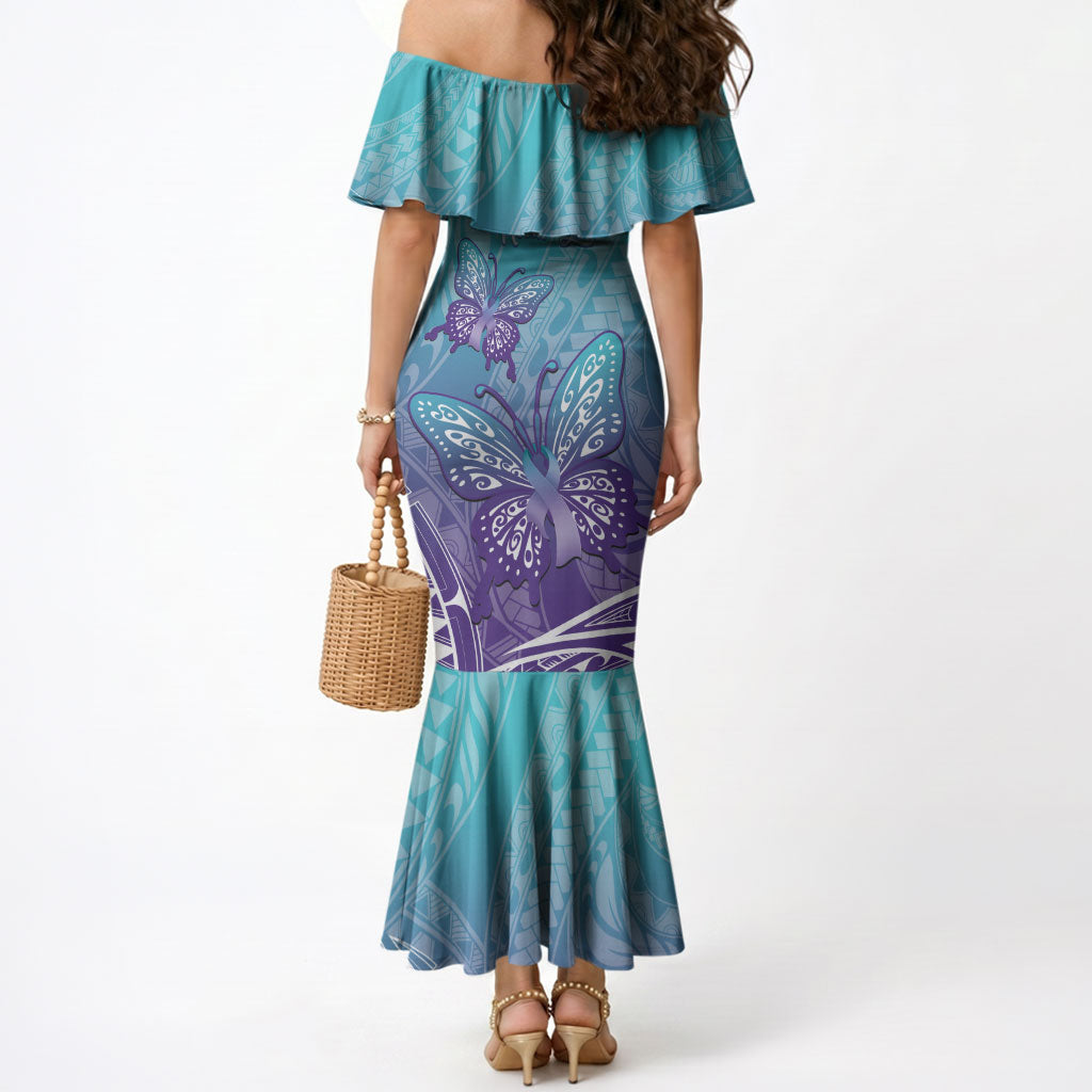 Polynesia Suicide Prevention Month Mermaid Dress Butterfly Purple And Teal Ribbon Tomorrow Needs You