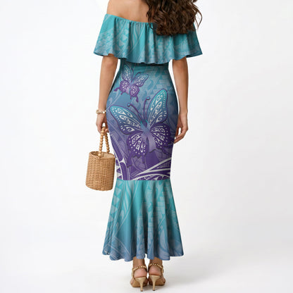 Polynesia Suicide Prevention Month Mermaid Dress Butterfly Purple And Teal Ribbon Tomorrow Needs You