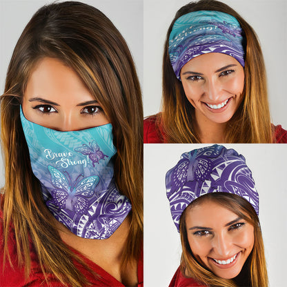 Polynesia Suicide Prevention Month Neck Gaiter Butterfly Purple And Teal Ribbon Tomorrow Needs You