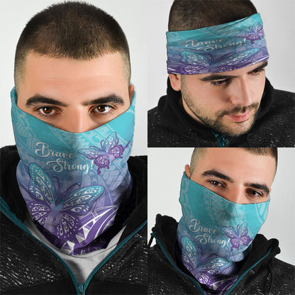 Polynesia Suicide Prevention Month Neck Gaiter Butterfly Purple And Teal Ribbon Tomorrow Needs You