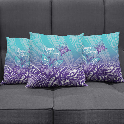 Polynesia Suicide Prevention Month Pillow Cover Butterfly Purple And Teal Ribbon Tomorrow Needs You